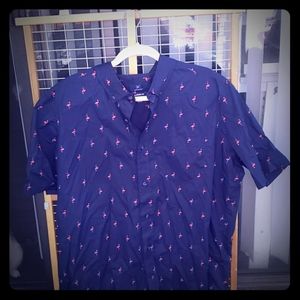 Blue and pink flamingo shirt